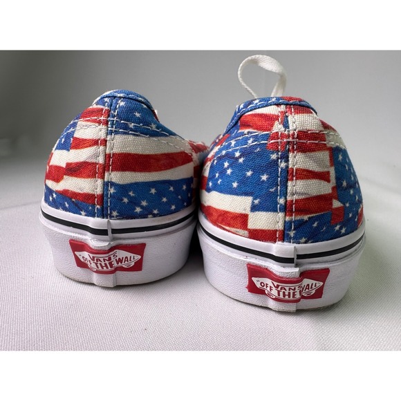 Vans Authentic Canvas USA Flag Print Low Top Sneakers Men Size 9.5 Women 11 Shoe - Picture 5 of 12